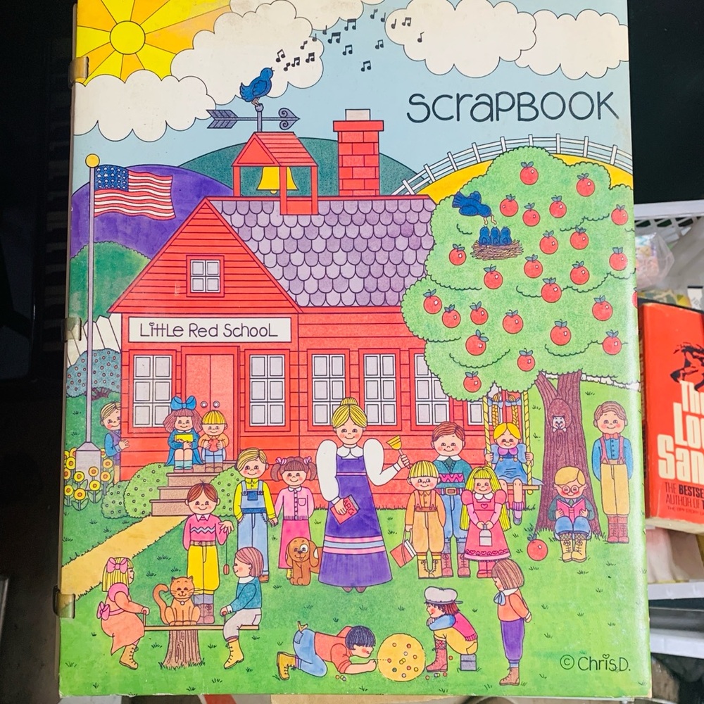 vintage Chris Davenport scrapbook little Red School 15x12